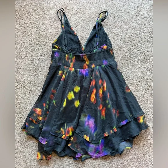 urban outfitters sweet escape asymmetrical mini dress large v-neck tank top - Picture 3 of 5